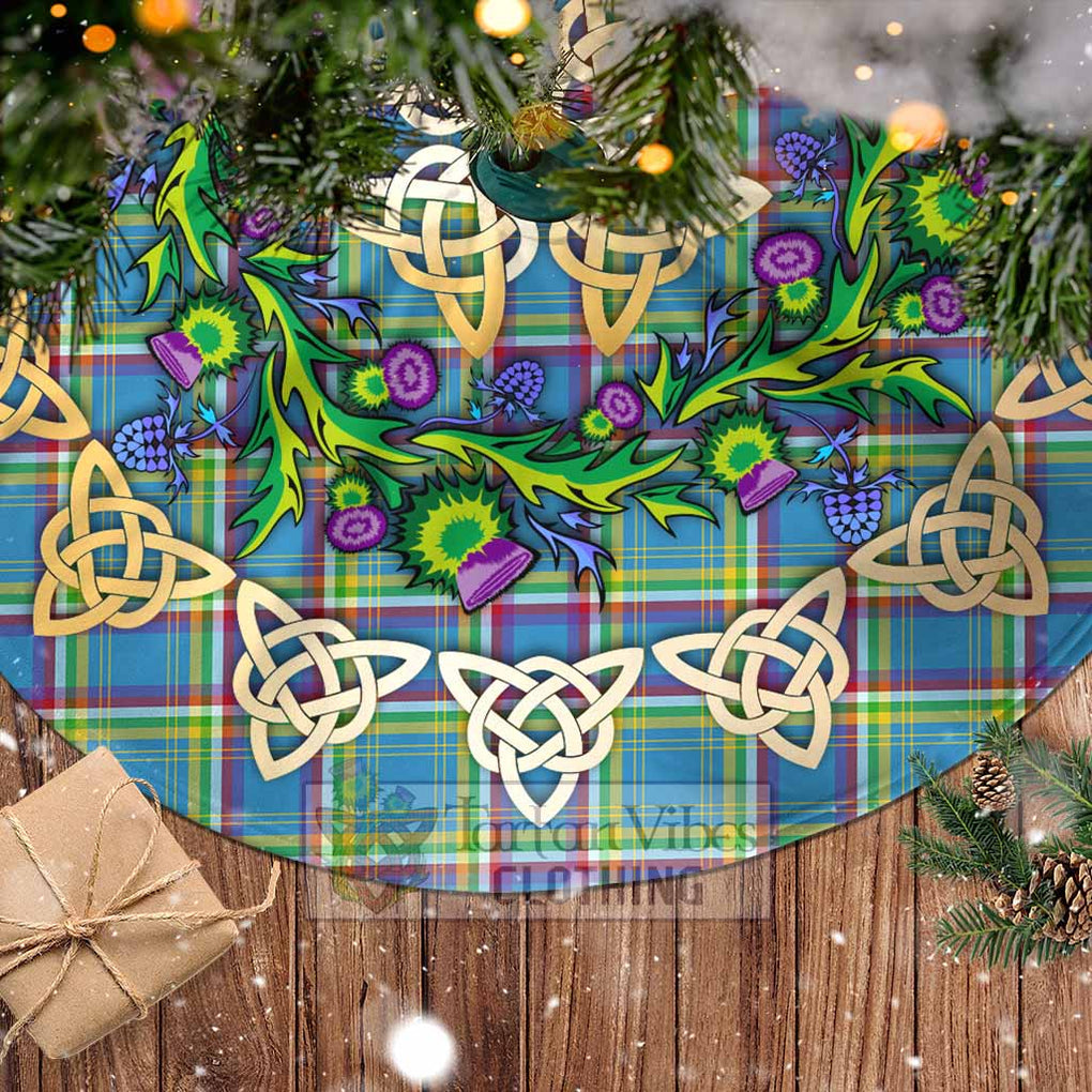 Tartan Vibes Clothing Yukon Territory Canada Tartan Christmas Tree Skirt with Thistle Celtic Knot Style