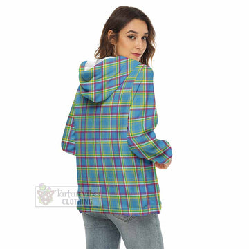 Yukon Territory Canada Tartan Women's Borg  Half Zip Fleece Hoodie