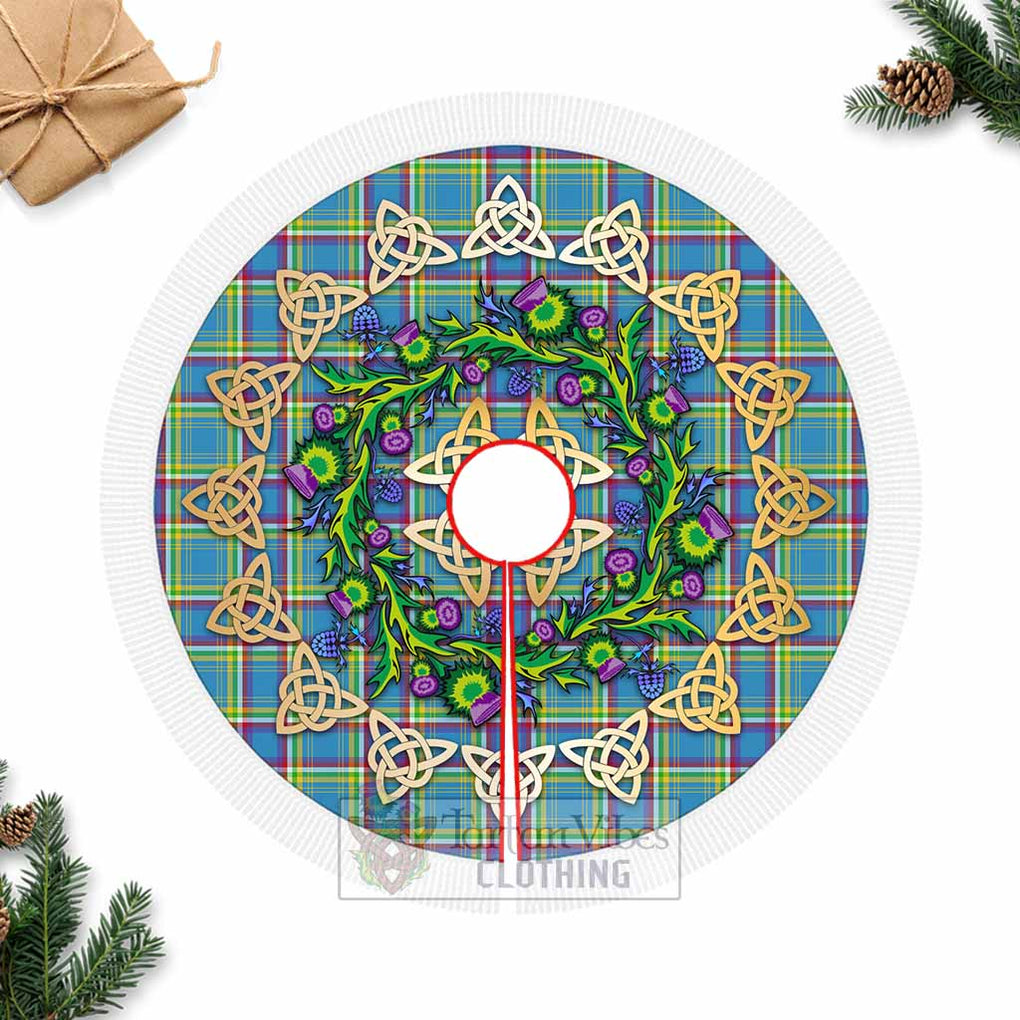 Tartan Vibes Clothing Yukon Territory Canada Tartan Christmas Tree Skirt with Thistle Celtic Knot Style