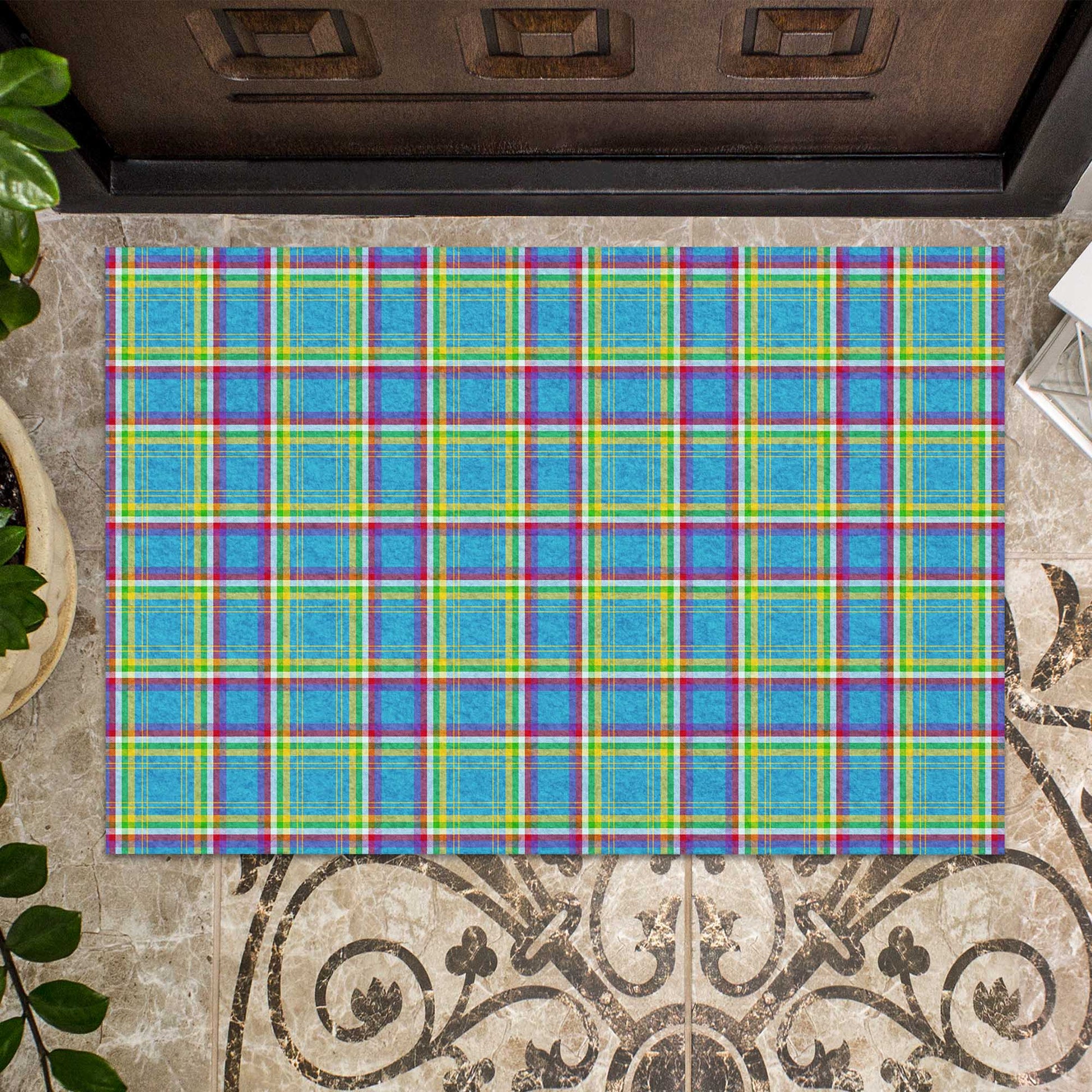 Yukon Territory Canada Tartan Door Mat - Tartanvibesclothing Shop