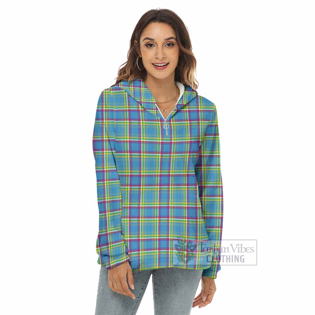 Tartan Vibes Clothing Yukon Territory Canada Tartan Women's Borg  Half Zip Fleece Hoodie