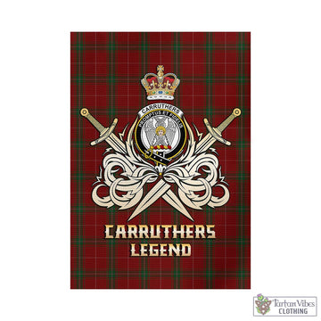 Carruthers Tartan Garden Flag with Clan Crest and the Golden Sword of Courageous Legacy - Tartan Vibes Clothing