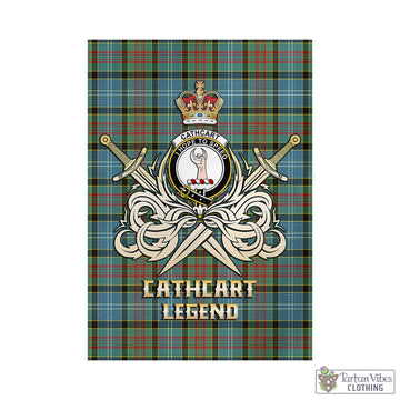 Cathcart Tartan Garden Flag with Clan Crest and the Golden Sword of Courageous Legacy - Tartan Vibes Clothing