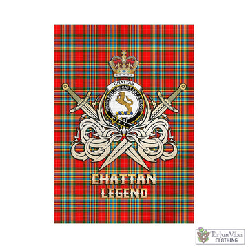 Chattan Tartan Garden Flag with Clan Crest and the Golden Sword of Courageous Legacy - Tartan Vibes Clothing