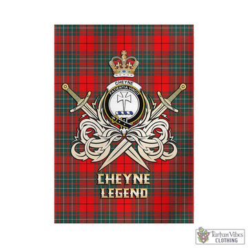 Cheyne Tartan Garden Flag with Clan Crest and the Golden Sword of Courageous Legacy - Tartan Vibes Clothing