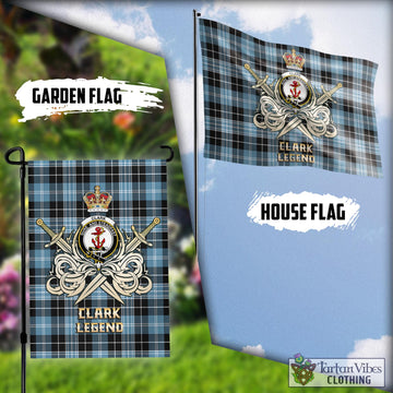 Clark Ancient Tartan Flag with Clan Crest and the Golden Sword of Courageous Legacy