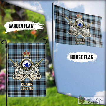 Clark (Lion) Ancient Tartan Flag with Clan Crest and the Golden Sword of Courageous Legacy