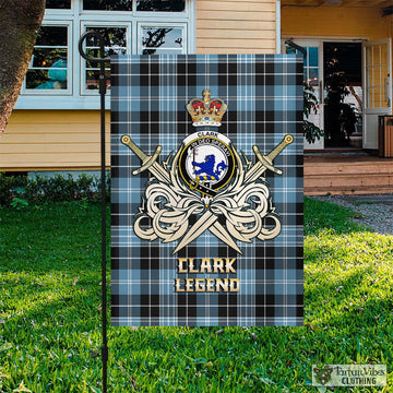 Clark (Lion) Ancient Tartan Flag with Clan Crest and the Golden Sword of Courageous Legacy