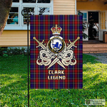 Clark (Lion) Red Tartan Flag with Clan Crest and the Golden Sword of Courageous Legacy