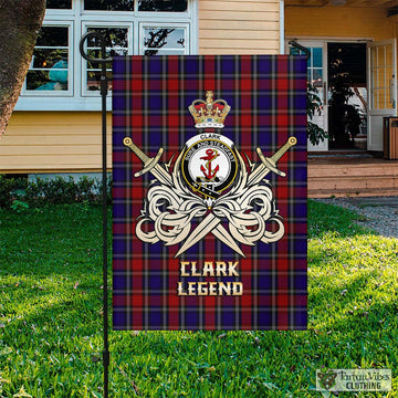 Clark Red Tartan Flag with Clan Crest and the Golden Sword of Courageous Legacy