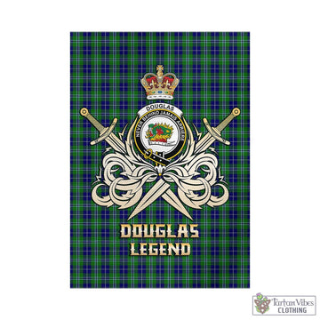 Douglas Tartan Garden Flag with Clan Crest and the Golden Sword of Courageous Legacy - Tartan Vibes Clothing