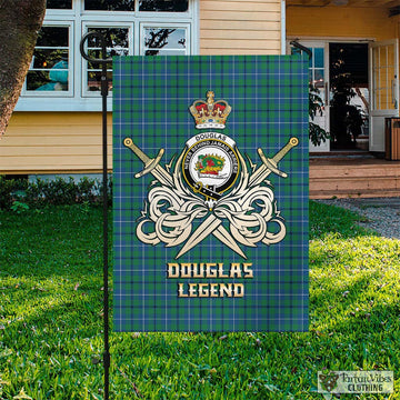 Douglas Ancient Tartan Flag with Clan Crest and the Golden Sword of Courageous Legacy