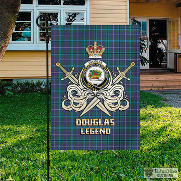 Douglas Modern Tartan Flag with Clan Crest and the Golden Sword of Courageous Legacy