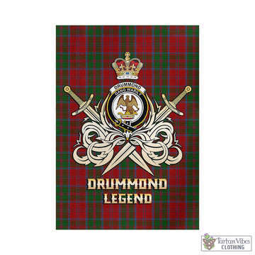 Drummond Tartan Garden Flag with Clan Crest and the Golden Sword of Courageous Legacy - Tartan Vibes Clothing