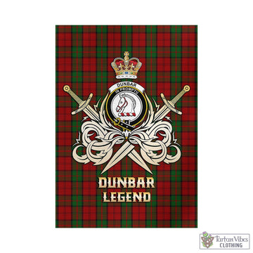 Dunbar Tartan Garden Flag with Clan Crest and the Golden Sword of Courageous Legacy - Tartan Vibes Clothing