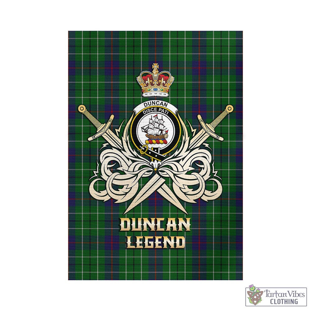 duncan-tartan-flag-with-clan-crest-and-the-golden-sword-of-courageous-legacy