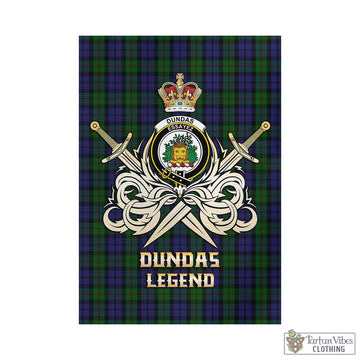 Dundas Tartan Garden Flag with Clan Crest and the Golden Sword of Courageous Legacy - Tartan Vibes Clothing