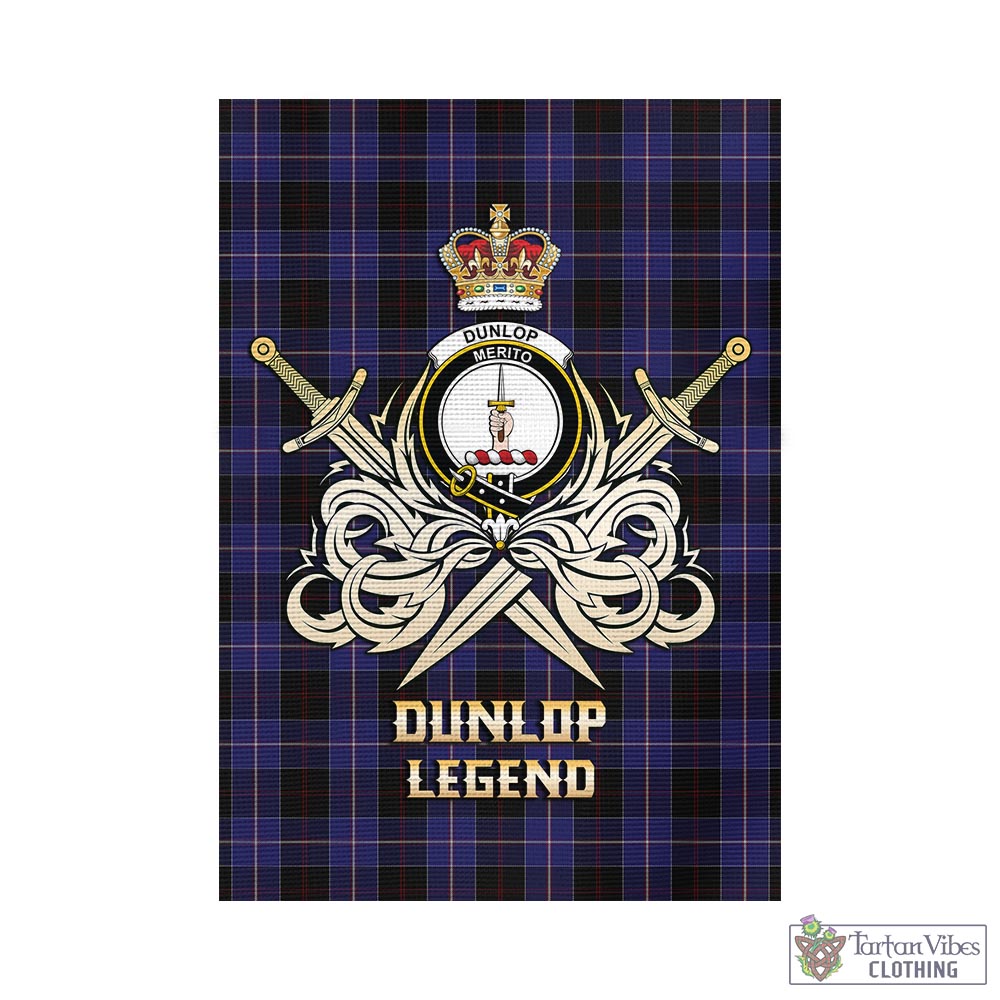 dunlop-tartan-flag-with-clan-crest-and-the-golden-sword-of-courageous-legacy