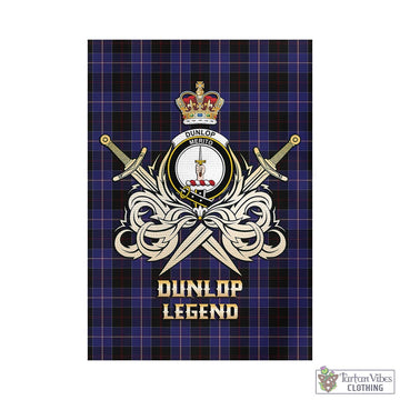 Dunlop Tartan Garden Flag with Clan Crest and the Golden Sword of Courageous Legacy - Tartan Vibes Clothing