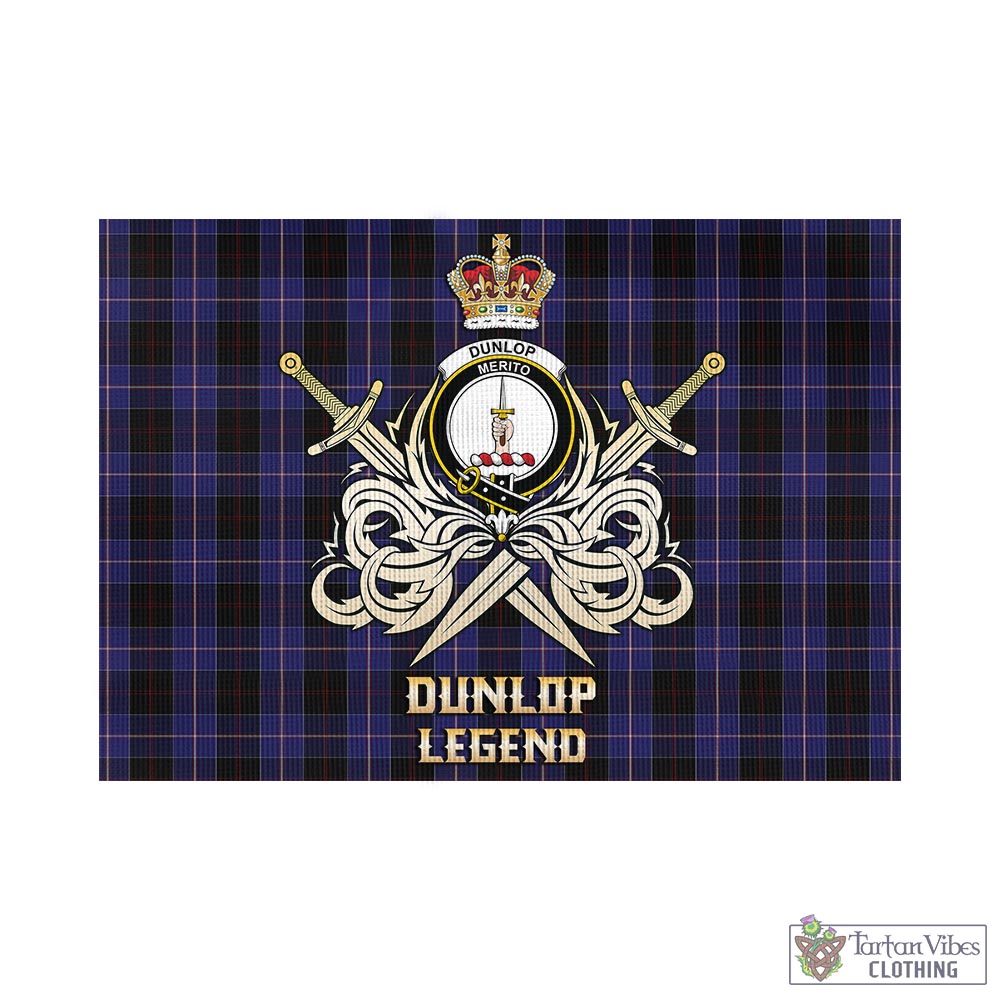 dunlop-tartan-flag-with-clan-crest-and-the-golden-sword-of-courageous-legacy