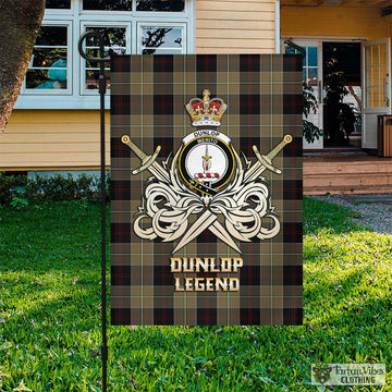 Dunlop Hunting Tartan Flag with Clan Crest and the Golden Sword of Courageous Legacy