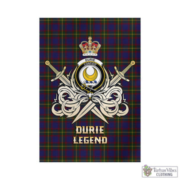 Durie Tartan Garden Flag with Clan Crest and the Golden Sword of Courageous Legacy - Tartan Vibes Clothing