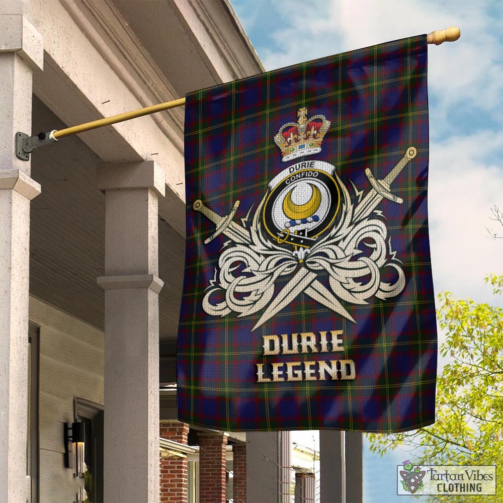 durie-tartan-flag-with-clan-crest-and-the-golden-sword-of-courageous-legacy