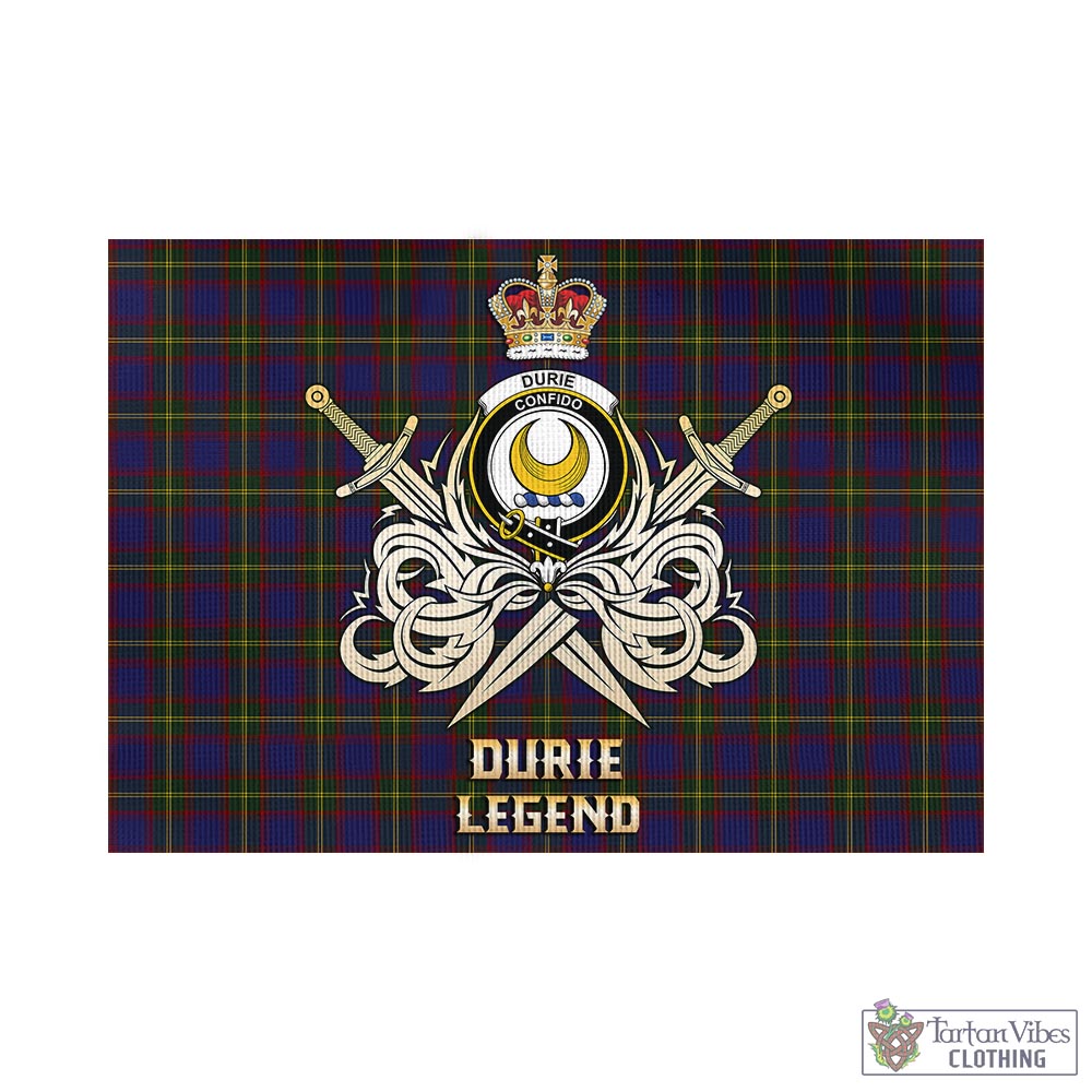 durie-tartan-flag-with-clan-crest-and-the-golden-sword-of-courageous-legacy