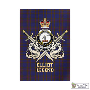 Elliot Tartan Garden Flag with Clan Crest and the Golden Sword of Courageous Legacy - Tartan Vibes Clothing