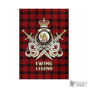 Ewing Tartan Garden Flag with Clan Crest and the Golden Sword of Courageous Legacy - Tartan Vibes Clothing