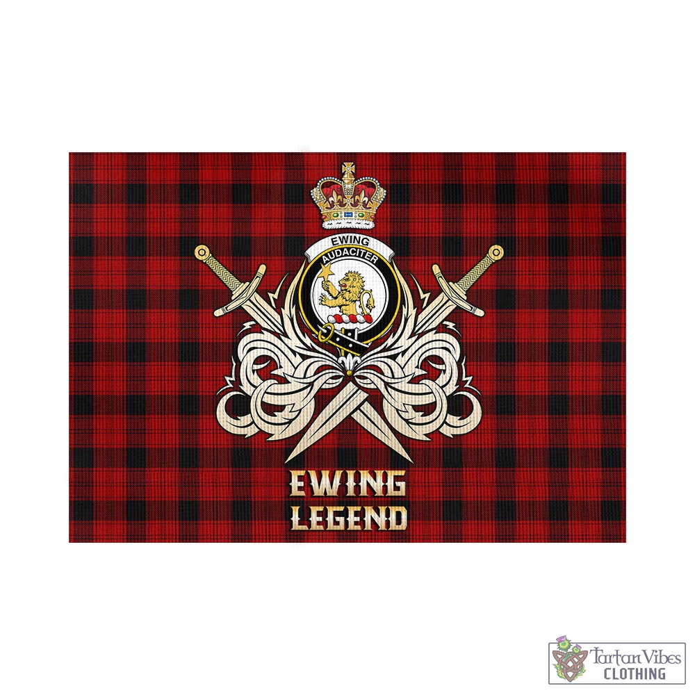 ewing-tartan-flag-with-clan-crest-and-the-golden-sword-of-courageous-legacy