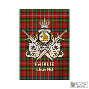 Fairlie Tartan Garden Flag with Clan Crest and the Golden Sword of Courageous Legacy - Tartan Vibes Clothing