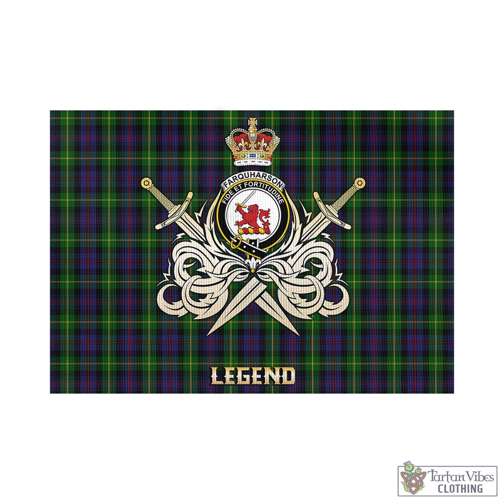 farquharson-tartan-flag-with-clan-crest-and-the-golden-sword-of-courageous-legacy