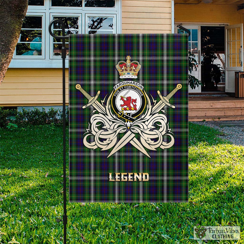 farquharson-dress-tartan-flag-with-clan-crest-and-the-golden-sword-of-courageous-legacy