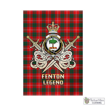 Fenton Tartan Garden Flag with Clan Crest and the Golden Sword of Courageous Legacy - Tartan Vibes Clothing