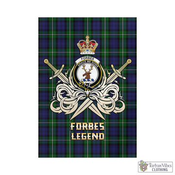Forbes Tartan Garden Flag with Clan Crest and the Golden Sword of Courageous Legacy - Tartan Vibes Clothing