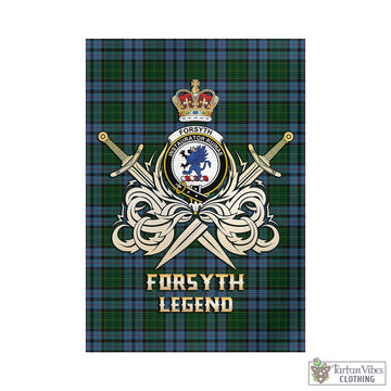 Forsyth Tartan Garden Flag with Clan Crest and the Golden Sword of Courageous Legacy - Tartan Vibes Clothing