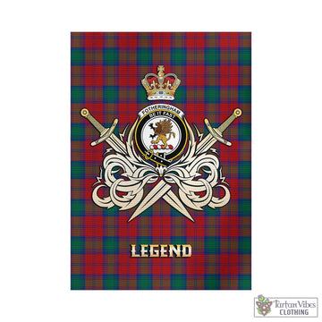 Fotheringham (Fotheringhame) Tartan Garden Flag with Clan Crest and the Golden Sword of Courageous Legacy - Tartan Vibes Clothing