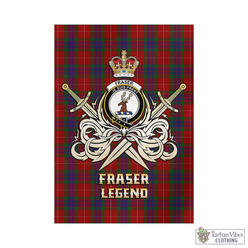 fraser-tartan-flag-with-clan-crest-and-the-golden-sword-of-courageous-legacy