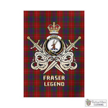 Fraser Tartan Garden Flag with Clan Crest and the Golden Sword of Courageous Legacy - Tartan Vibes Clothing