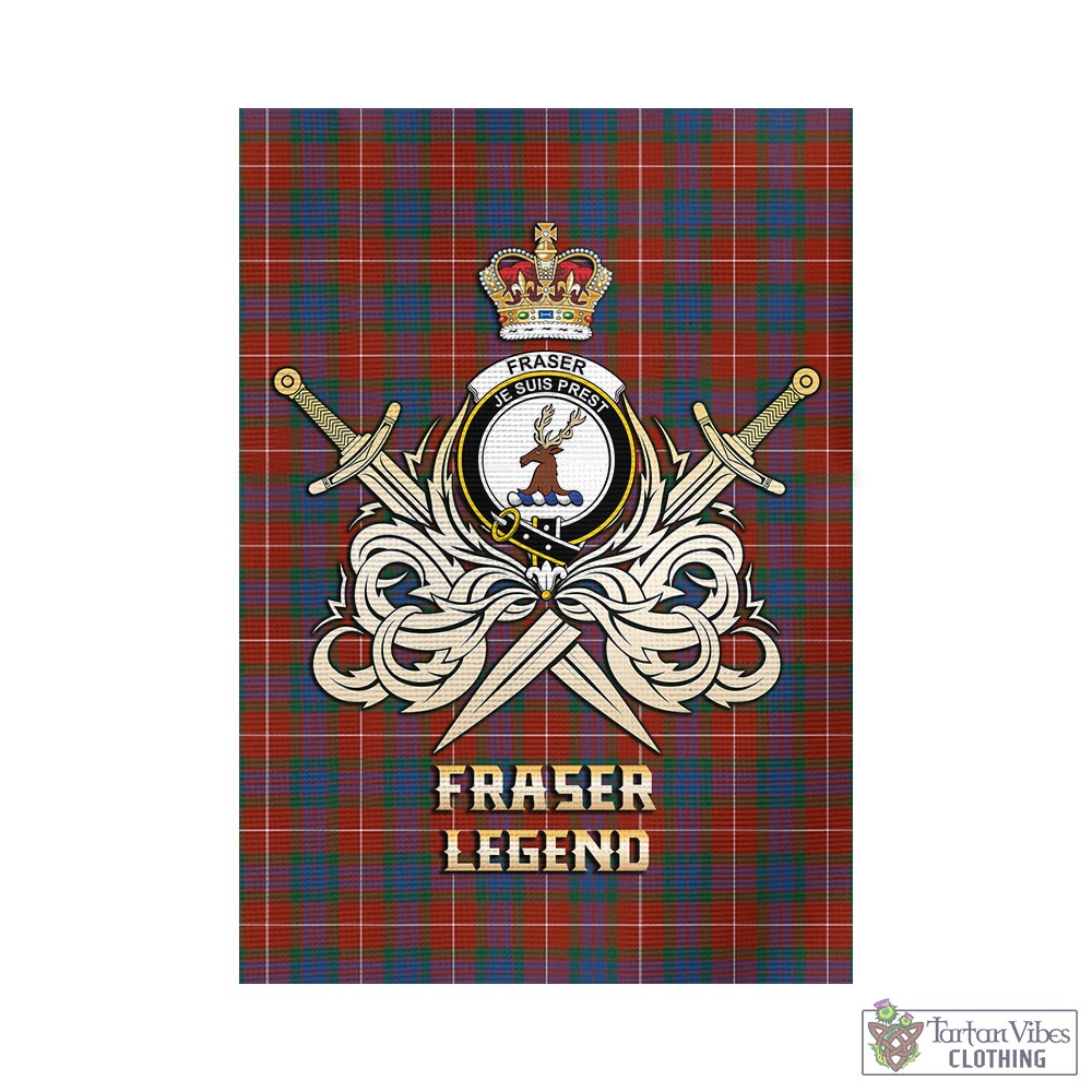 fraser-ancient-tartan-flag-with-clan-crest-and-the-golden-sword-of-courageous-legacy