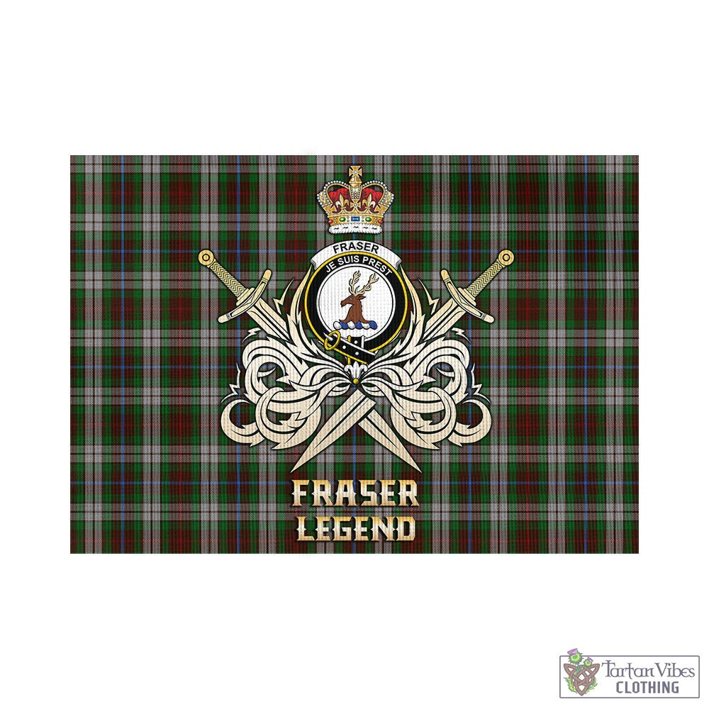 fraser-hunting-dress-tartan-flag-with-clan-crest-and-the-golden-sword-of-courageous-legacy