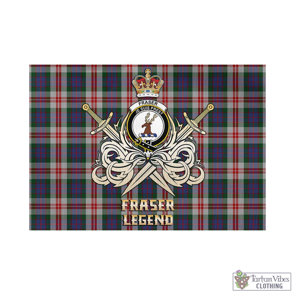 fraser-red-dress-tartan-flag-with-clan-crest-and-the-golden-sword-of-courageous-legacy