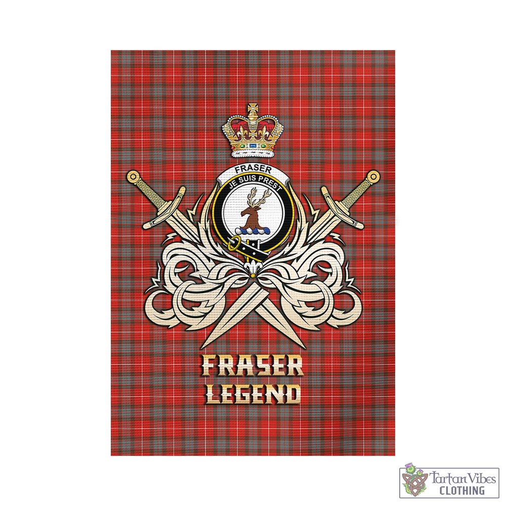 fraser-weathered-tartan-flag-with-clan-crest-and-the-golden-sword-of-courageous-legacy