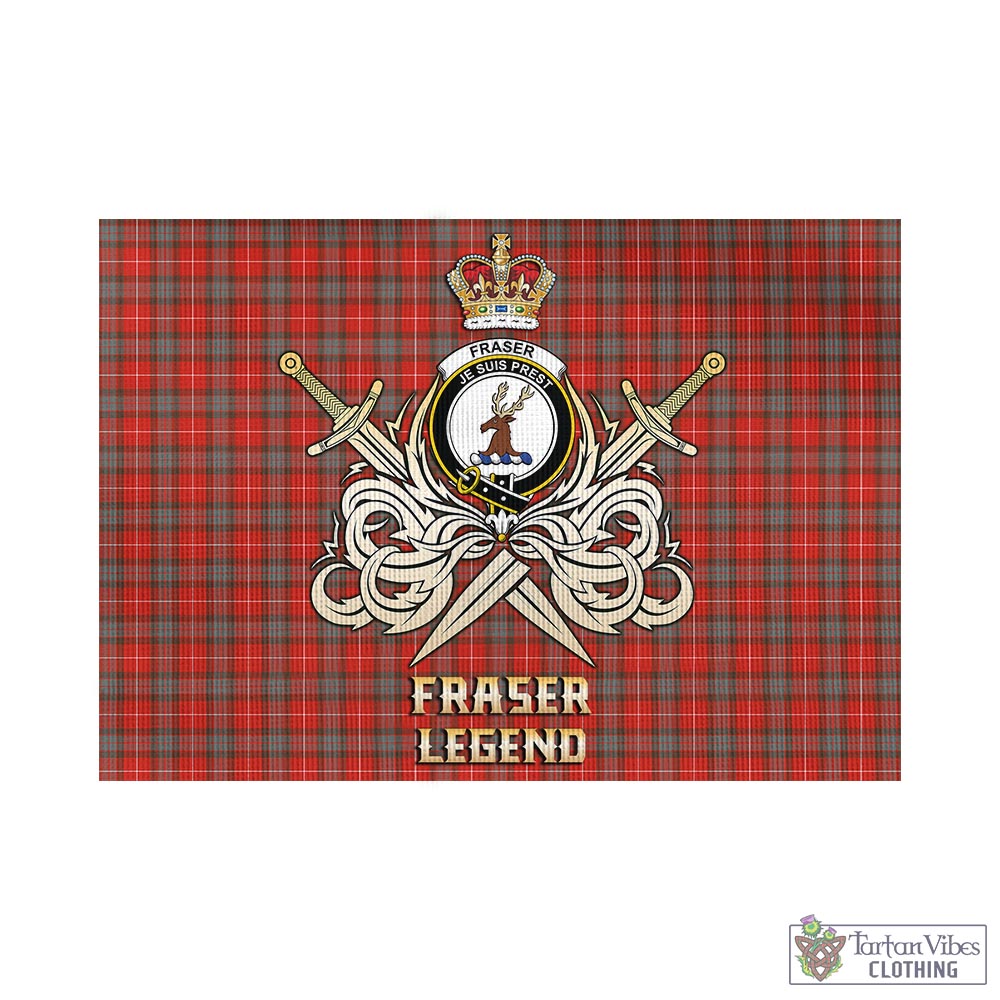 fraser-weathered-tartan-flag-with-clan-crest-and-the-golden-sword-of-courageous-legacy