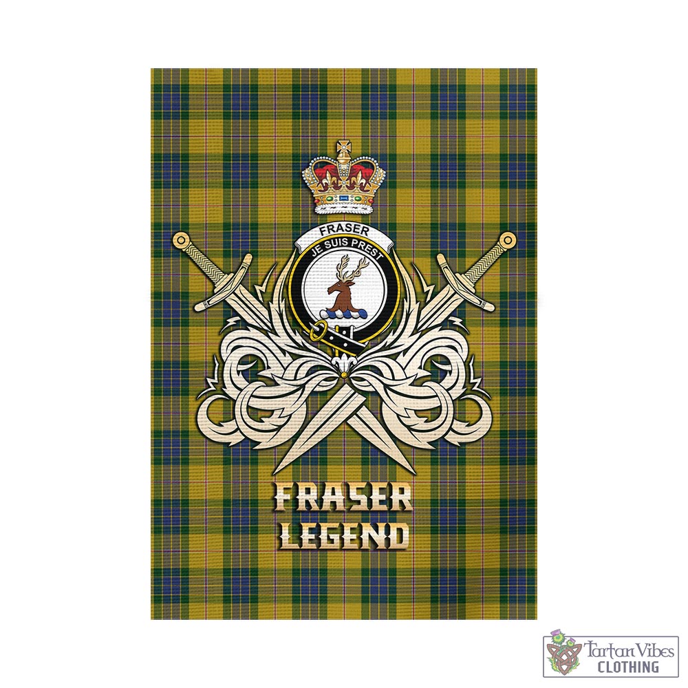 fraser-yellow-tartan-flag-with-clan-crest-and-the-golden-sword-of-courageous-legacy