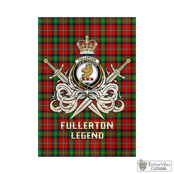Fullerton Tartan Garden Flag with Clan Crest and the Golden Sword of Courageous Legacy - Tartan Vibes Clothing