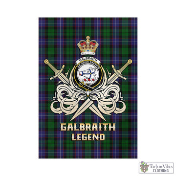 Galbraith Tartan Garden Flag with Clan Crest and the Golden Sword of Courageous Legacy - Tartan Vibes Clothing