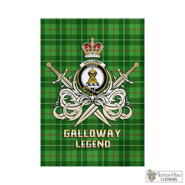 Galloway Tartan Garden Flag with Clan Crest and the Golden Sword of Courageous Legacy - Tartan Vibes Clothing