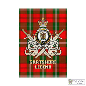 Gartshore Tartan Garden Flag with Clan Crest and the Golden Sword of Courageous Legacy - Tartan Vibes Clothing